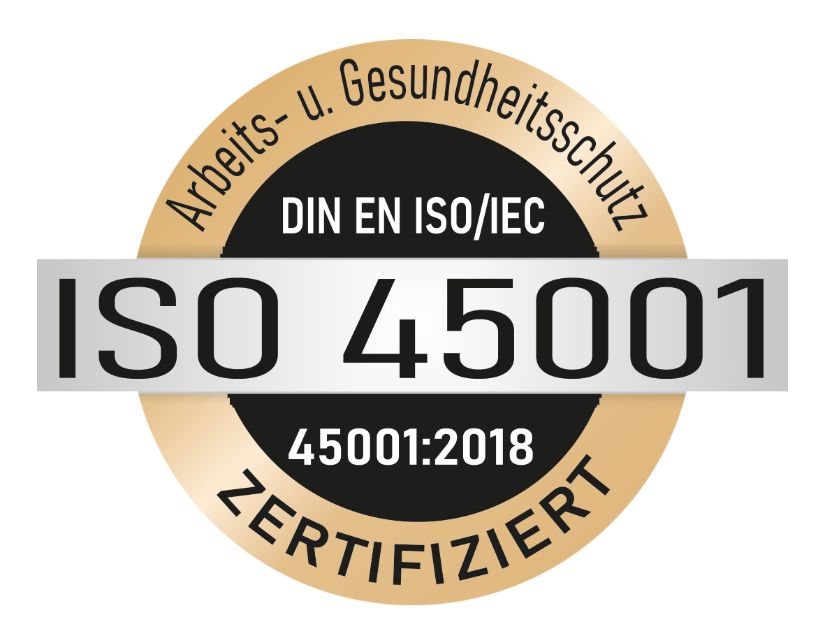 Logo ISO 45001 - Managementsysteme für Sicherheit und Gesundheit bei der Arbeit